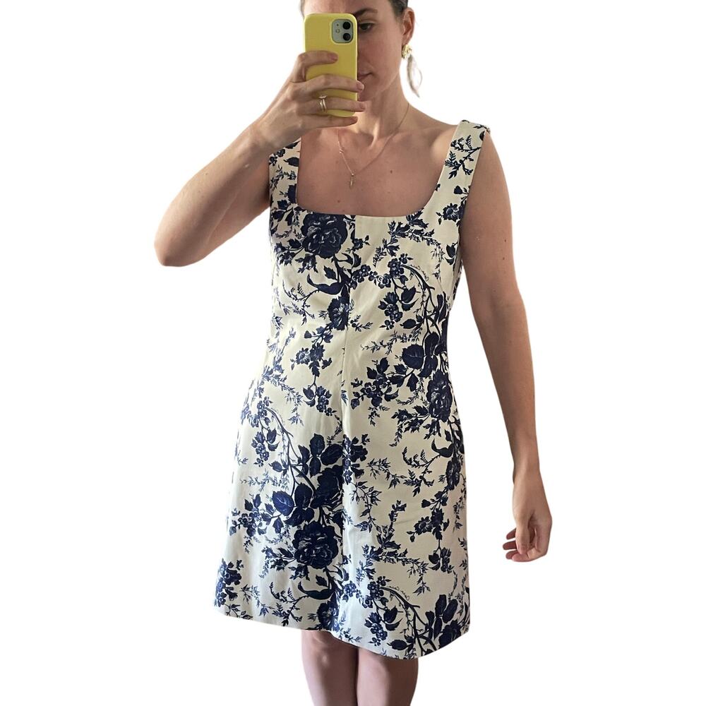 Cara Cara Blue White Floral Sheath Cocktail Dress Size 8